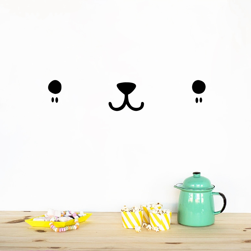 Baby Nursery Vinyl Wall Stickers - Carino Kawaii faccia Wall Art Decal