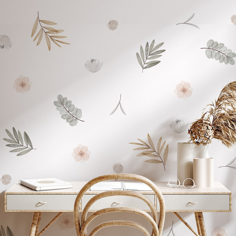 Baby Nursery Vinyl Wall Stickers - Boho Leaves Botanical Decalcomanie da muro