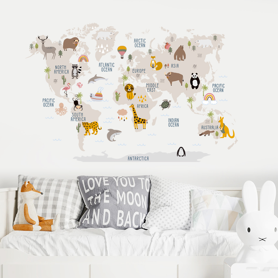 Acquerello Cartoon Mappa del m - Baby Nursery Vinyl Wall Stickers recensione e prezzo
