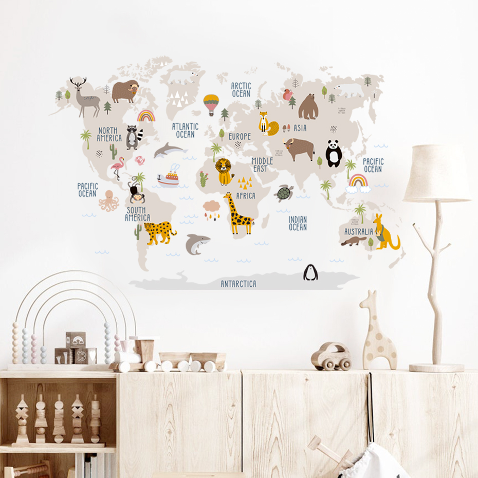 Acquerello Cartoon Mappa del m - Baby Nursery Vinyl Wall Stickers recensione e prezzo